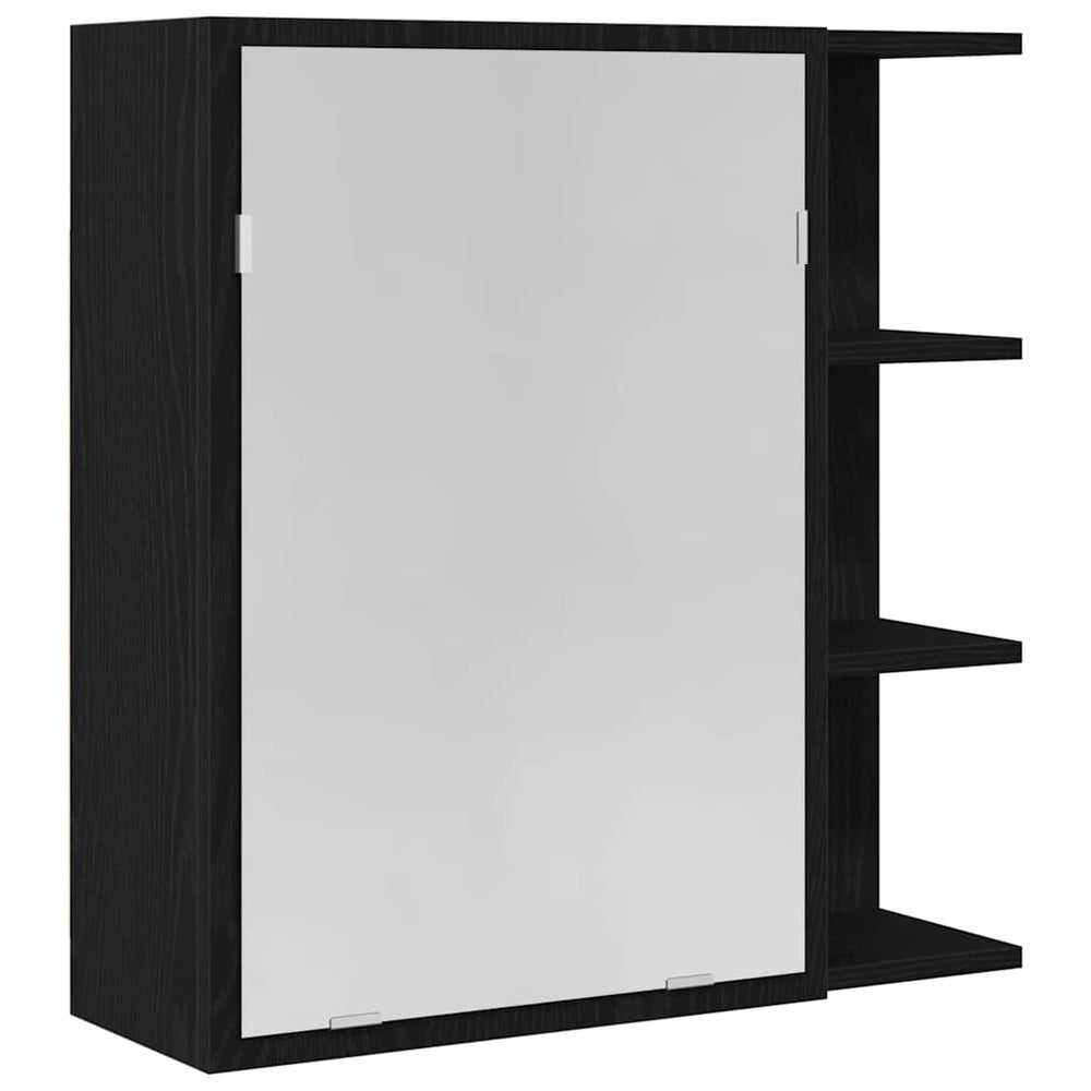 Juodas vonios veidrodis spintelė 62,5x20,5x64cm iš inžinerinės medienos
