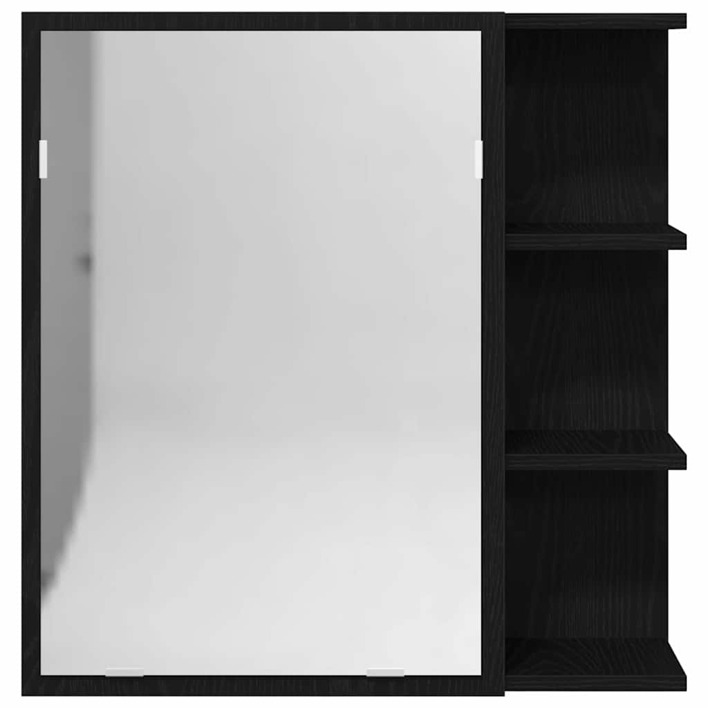 Juodas vonios veidrodis spintelė 62,5x20,5x64cm iš inžinerinės medienos