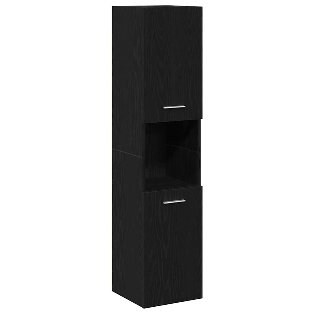 Bathroom Cabinet with Shelf Black Oak 30 x 30 x 130 cm