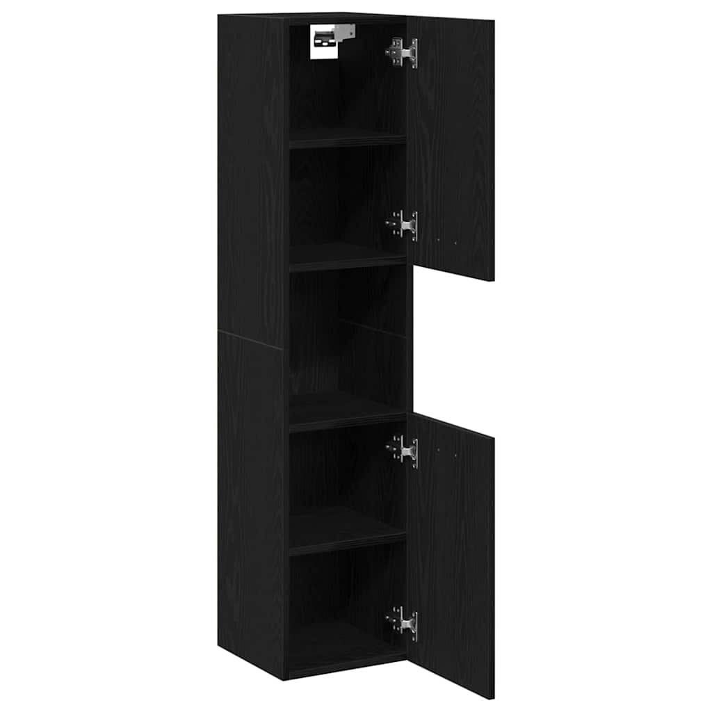 Bathroom Cabinet with Shelf Black Oak 30 x 30 x 130 cm