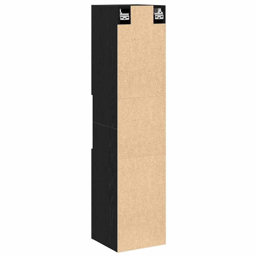 Bathroom Cabinet with Shelf Black Oak 30 x 30 x 130 cm