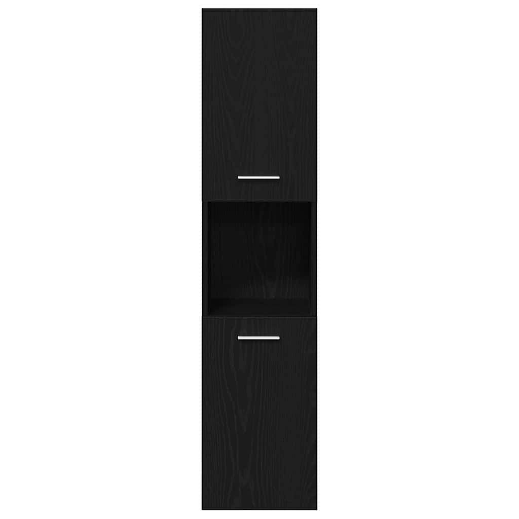 Bathroom Cabinet with Shelf Black Oak 30 x 30 x 130 cm