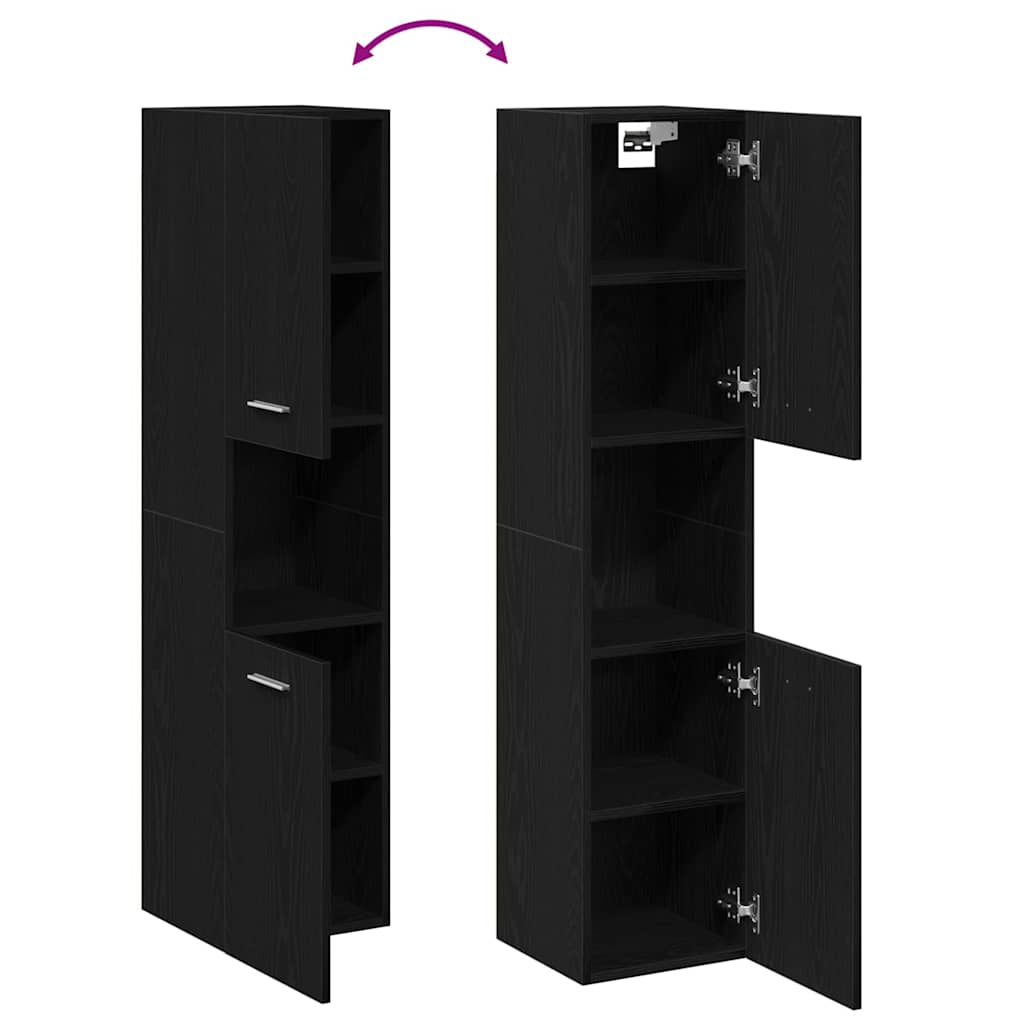 Bathroom Cabinet with Shelf Black Oak 30 x 30 x 130 cm