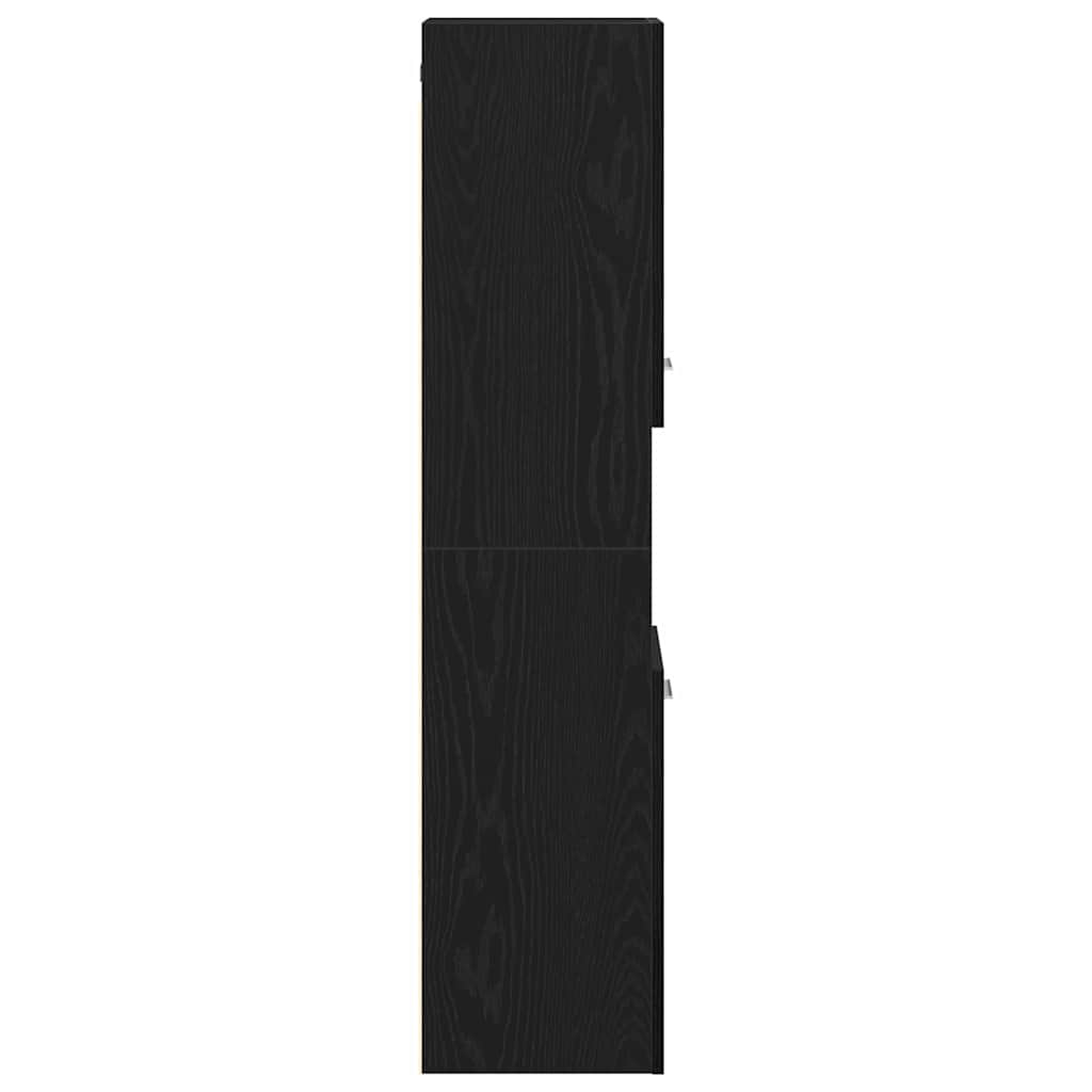 Bathroom Cabinet with Shelf Black Oak 30 x 30 x 130 cm