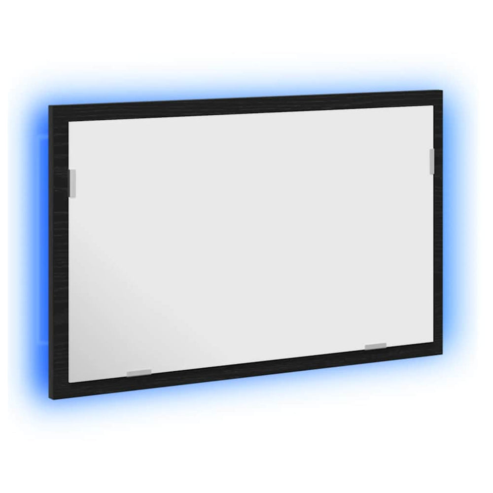 Vonios veidrodis su LED lemputėmis, juodo ąžuolo spalvos, 60x8,5x37 cm