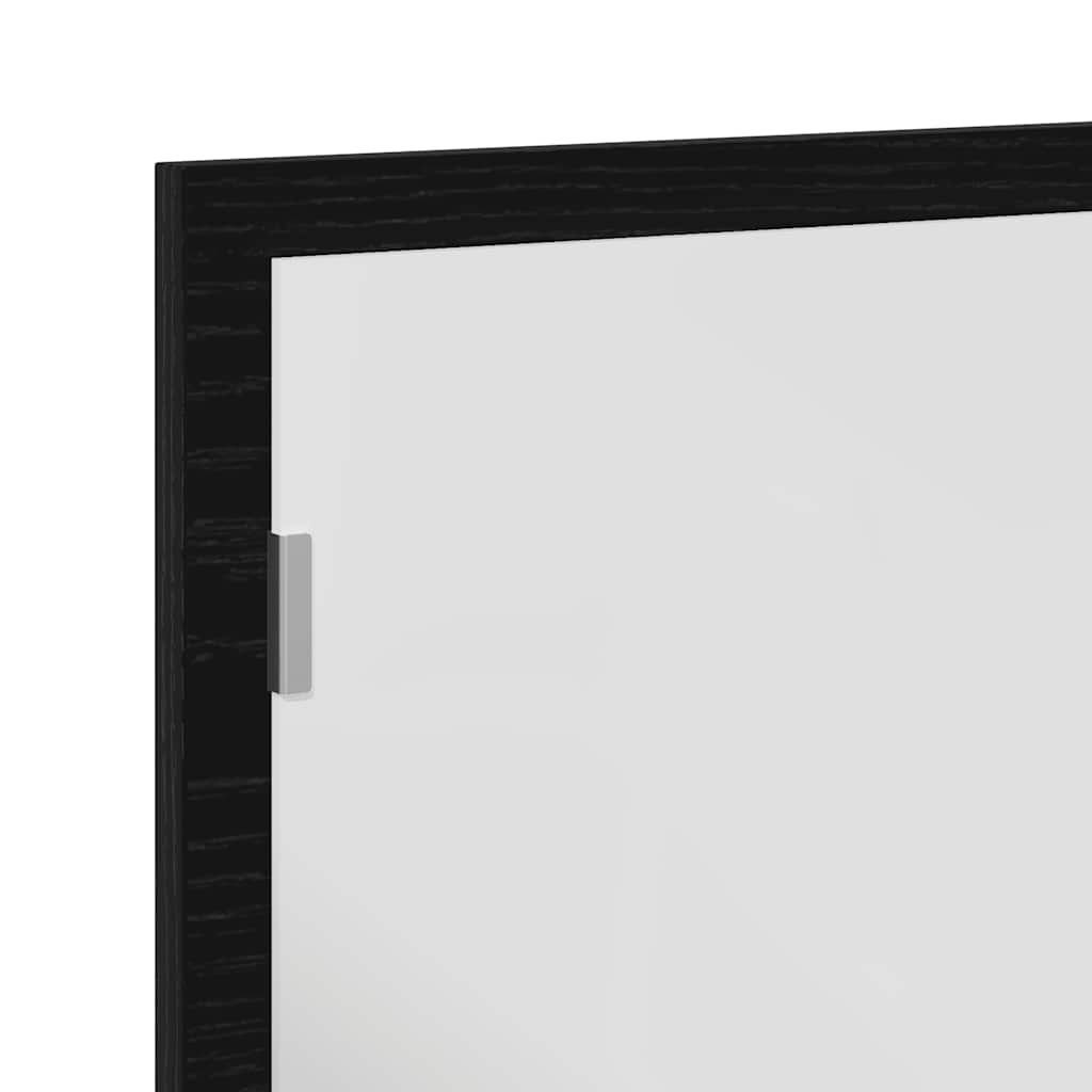 Vonios veidrodis su LED lemputėmis, juodo ąžuolo spalvos, 60x8,5x37 cm