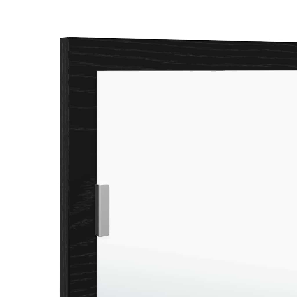 LED vonios veidrodis su saugykla juoda ąžuolo 100 x 8.5 x 37 cm