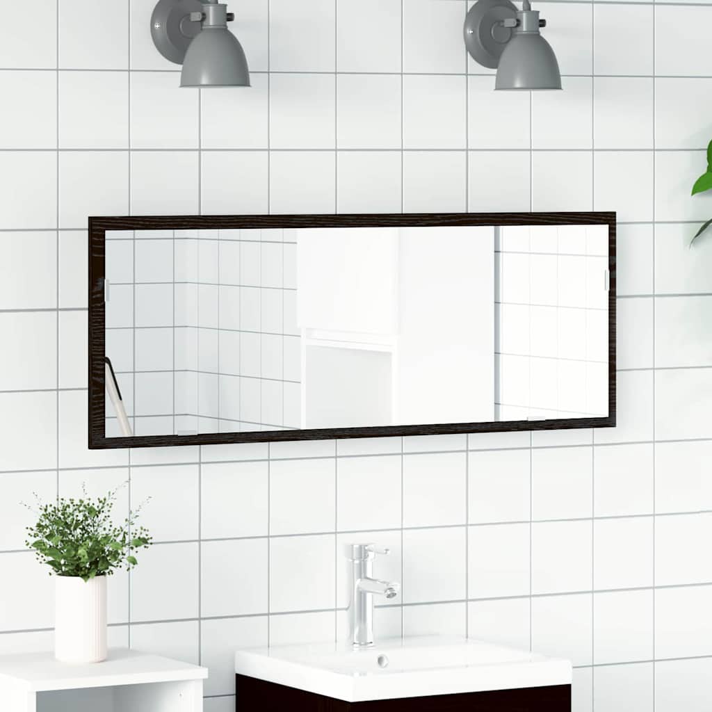 LED vonios veidrodis su saugykla juoda ąžuolo 100 x 8.5 x 37 cm