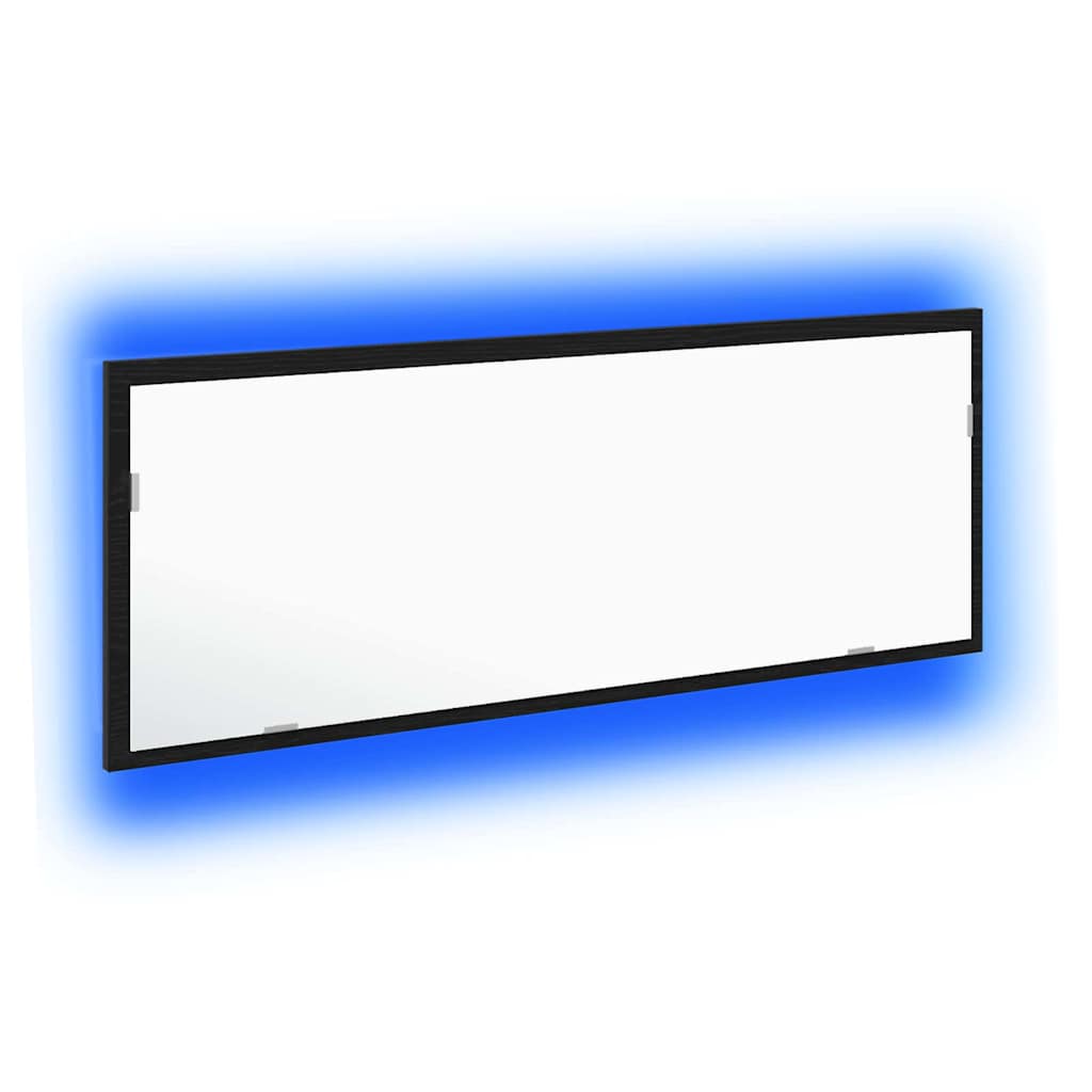 LED vonios veidrodis su saugykla juoda ąžuolo 100 x 8.5 x 37 cm