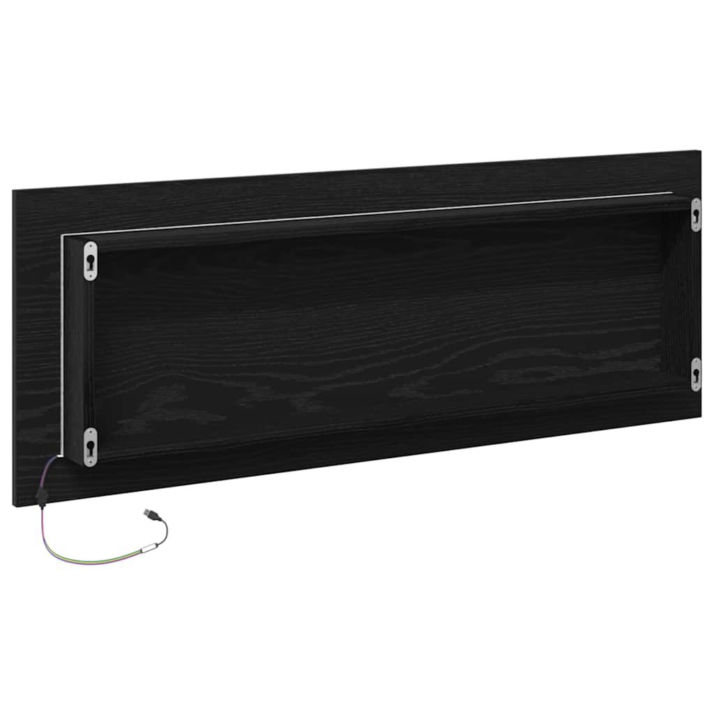 LED vonios veidrodis su saugykla juoda ąžuolo 100 x 8.5 x 37 cm