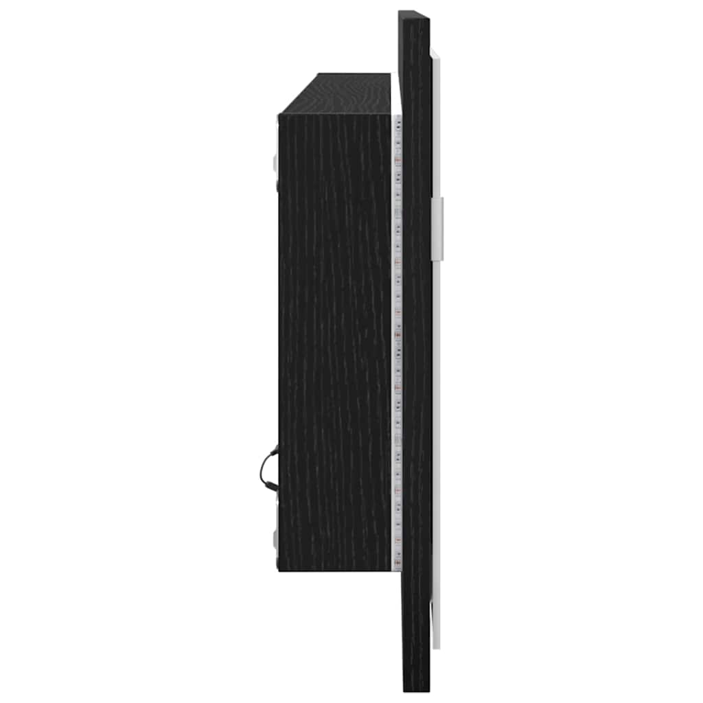 LED vonios veidrodis su saugykla juoda ąžuolo 100 x 8.5 x 37 cm