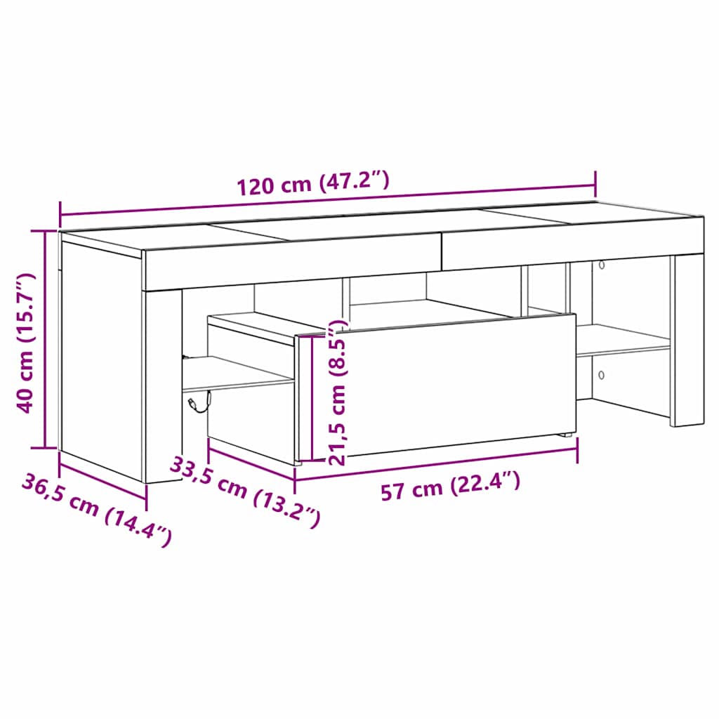 TV skapītis melns ozols 120 x 35 x 40 cm