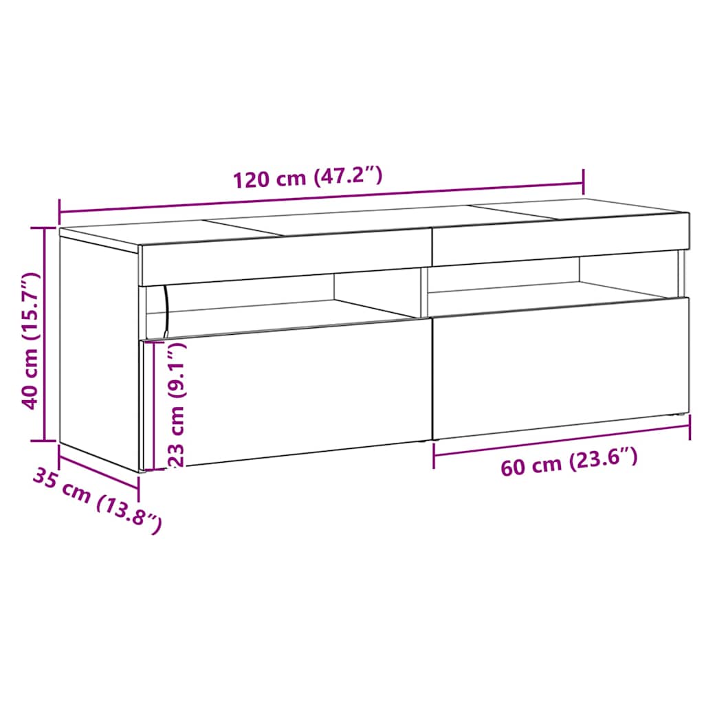 TV skapītis melns ozols 120 x 35 x 40 cm
