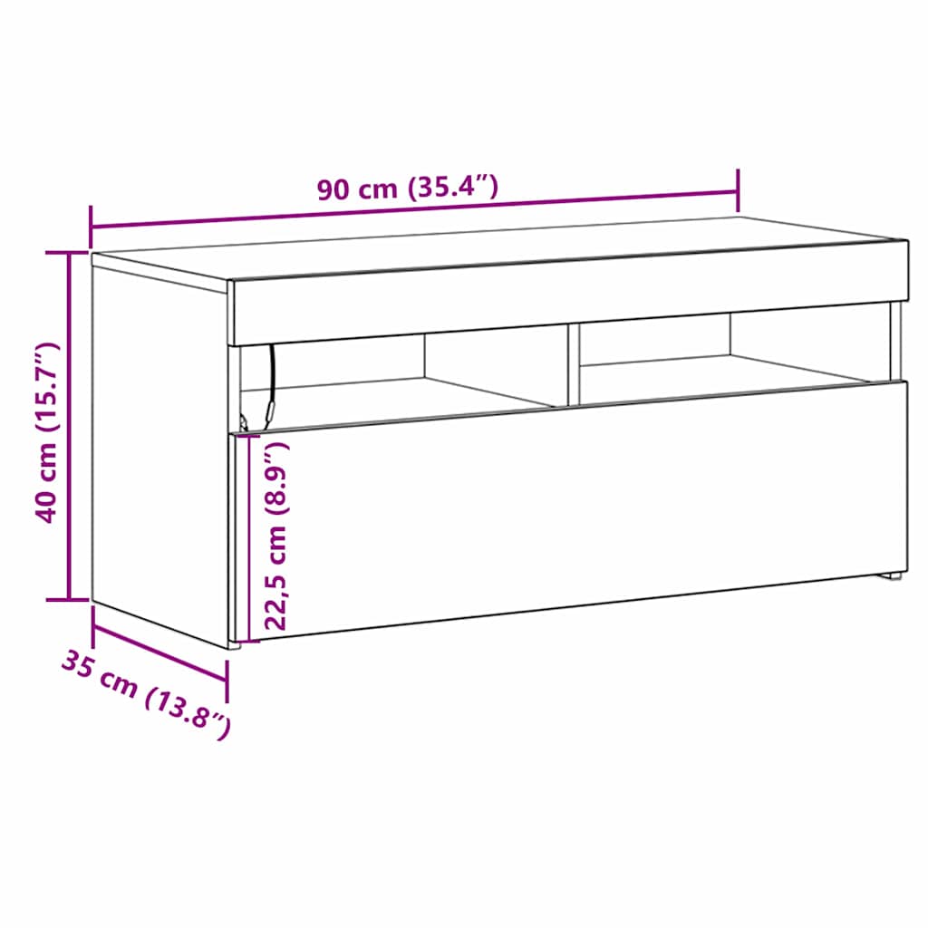 TV skapītis Melns ozols 90 x 35 x 40 cm