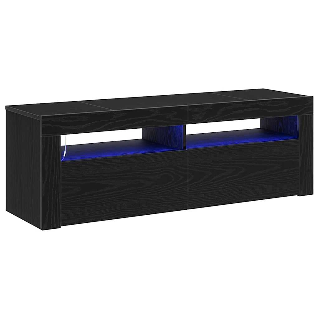 Televizora skapītis ar LED Melns ozols 120 x 35 x 40 cm