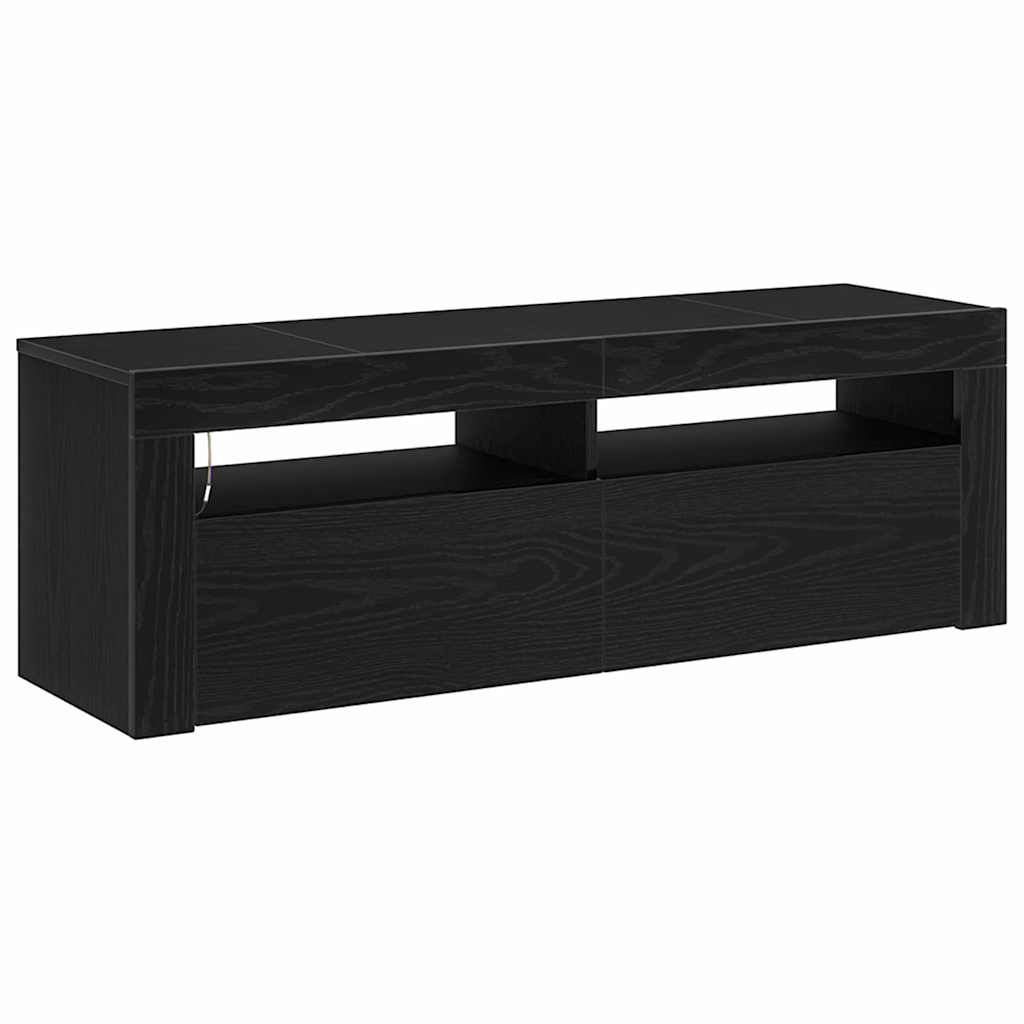 Televizora skapītis ar LED Melns ozols 120 x 35 x 40 cm