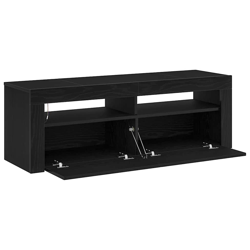Televizora skapītis ar LED Melns ozols 120 x 35 x 40 cm
