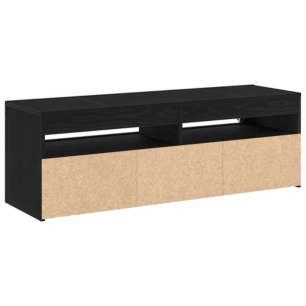 Televizora skapītis ar LED Melns ozols 120 x 35 x 40 cm