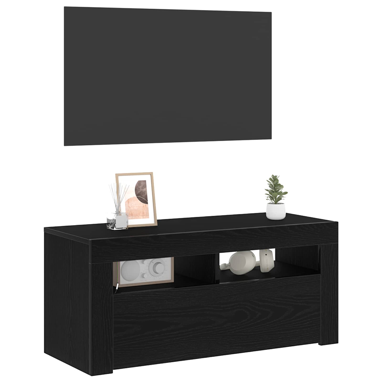 TV Cabinet Black Oak 90 x 35 x 40 cm