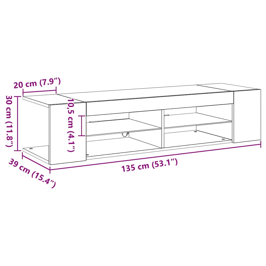 TV Cabinet Black Oak 135 x 39 x 30 cm