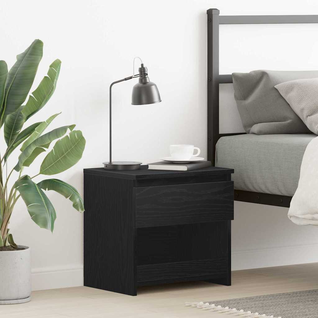Nightstand with Drawer Black oak 40 x 30 x 39 cm
