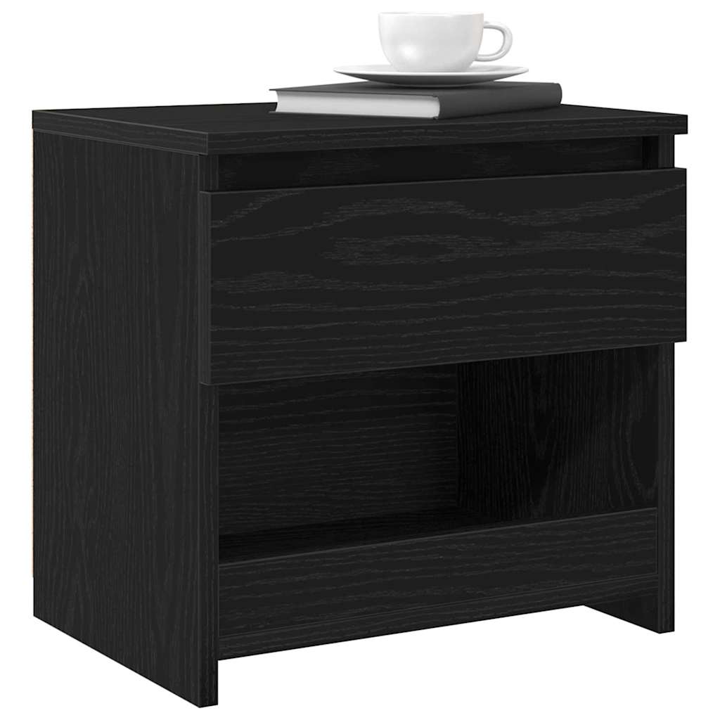 Nightstand with Drawer Black oak 40 x 30 x 39 cm