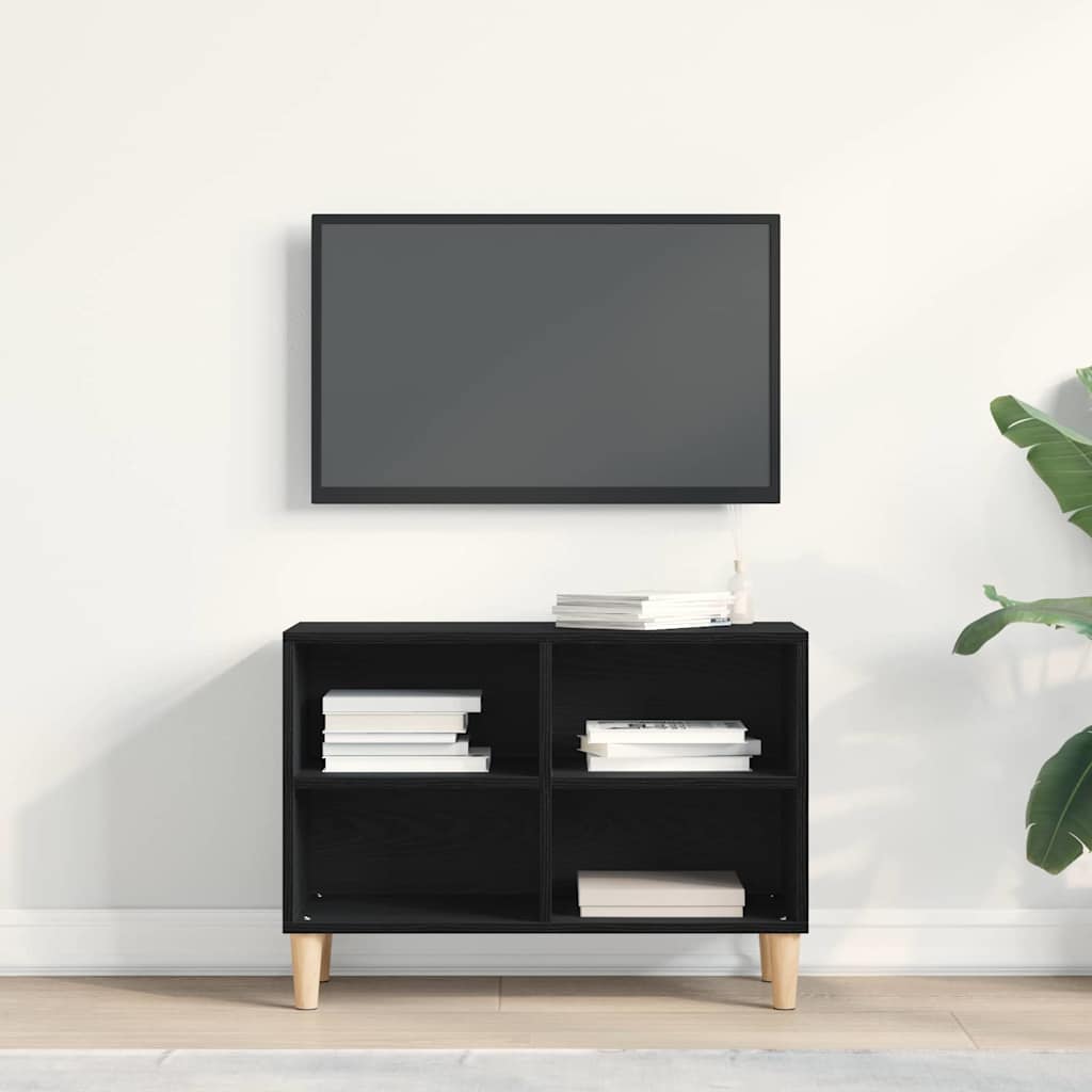 Juodasis ąžuolo televizoriaus kabinetas - 69.5x30x50 cm, pagamintas iš perdirbtos medienos