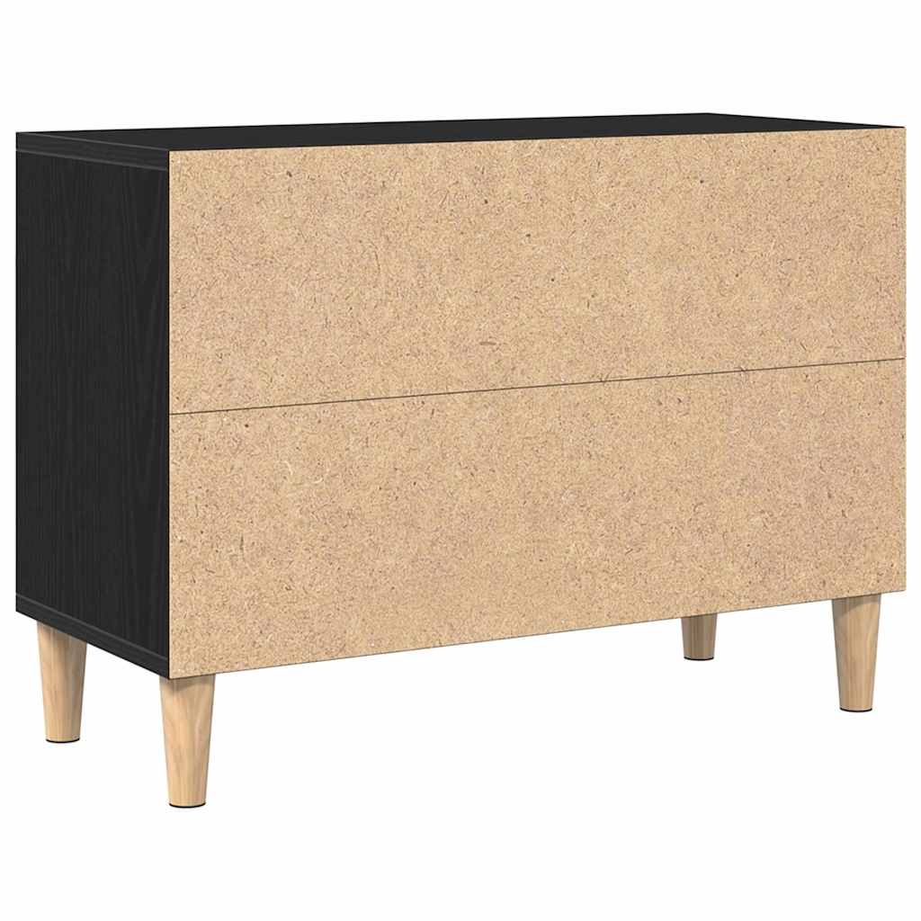 Juodasis ąžuolo televizoriaus kabinetas - 69.5x30x50 cm, pagamintas iš perdirbtos medienos