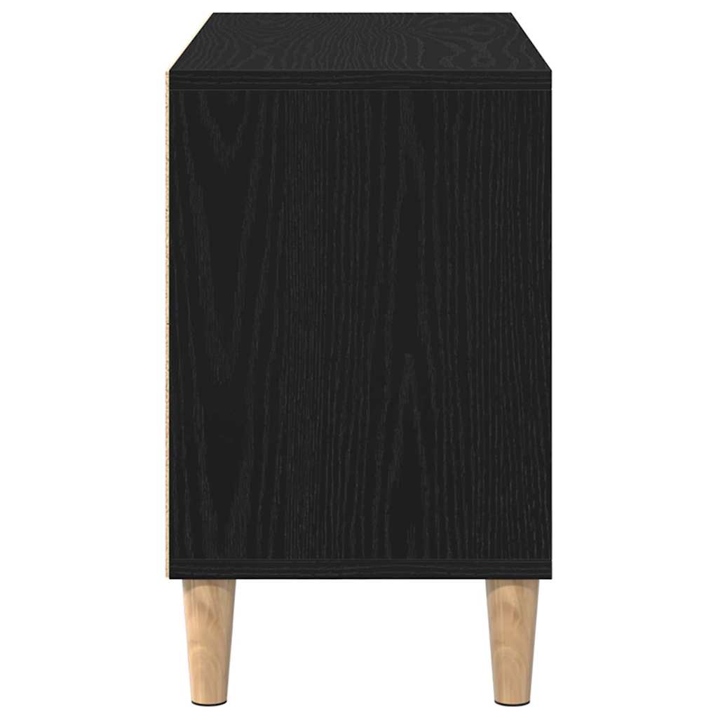 Juodasis ąžuolo televizoriaus kabinetas - 69.5x30x50 cm, pagamintas iš perdirbtos medienos