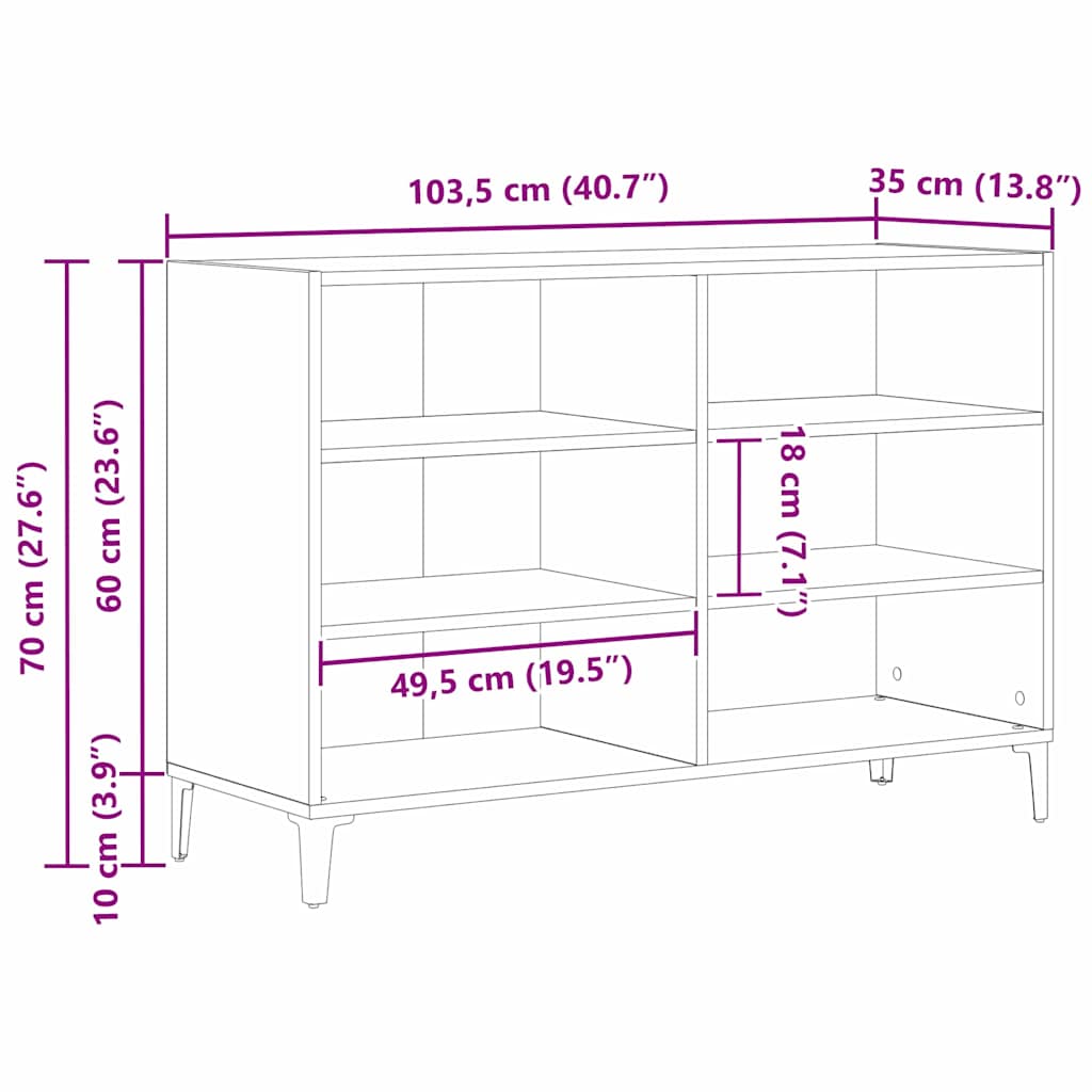 Kumode Melna 103,5 x 35 x 70 cm Apstrādāta koksne