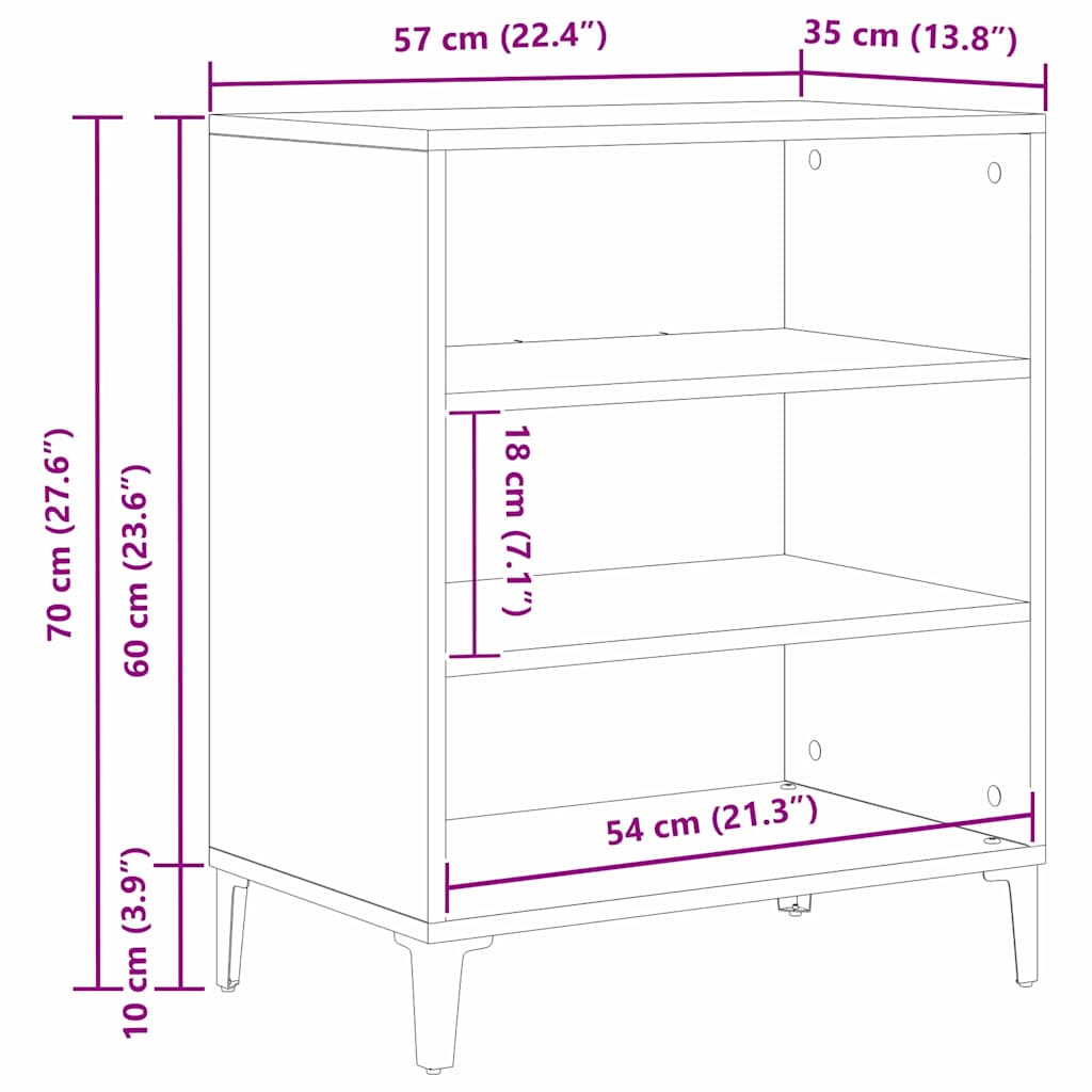 Kumode melns ozols 57 x 35 x 70 cm Apstrādāta koksne