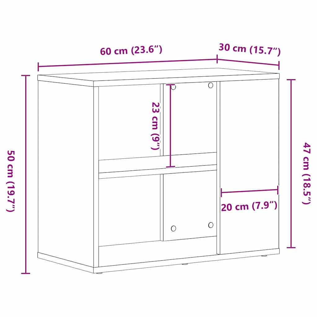 Juodasis ąžuolas komoda 60x30x50 cm Iš inžinerinės medienos
