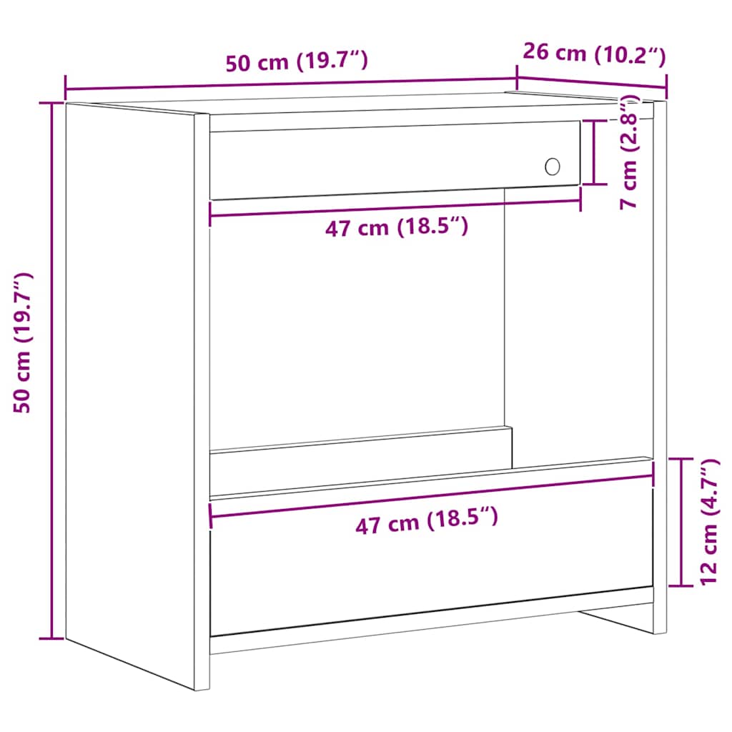 Šoninis stalas Juodas ąžuolas 50 x 26 x 50 cm Apdirbta mediena