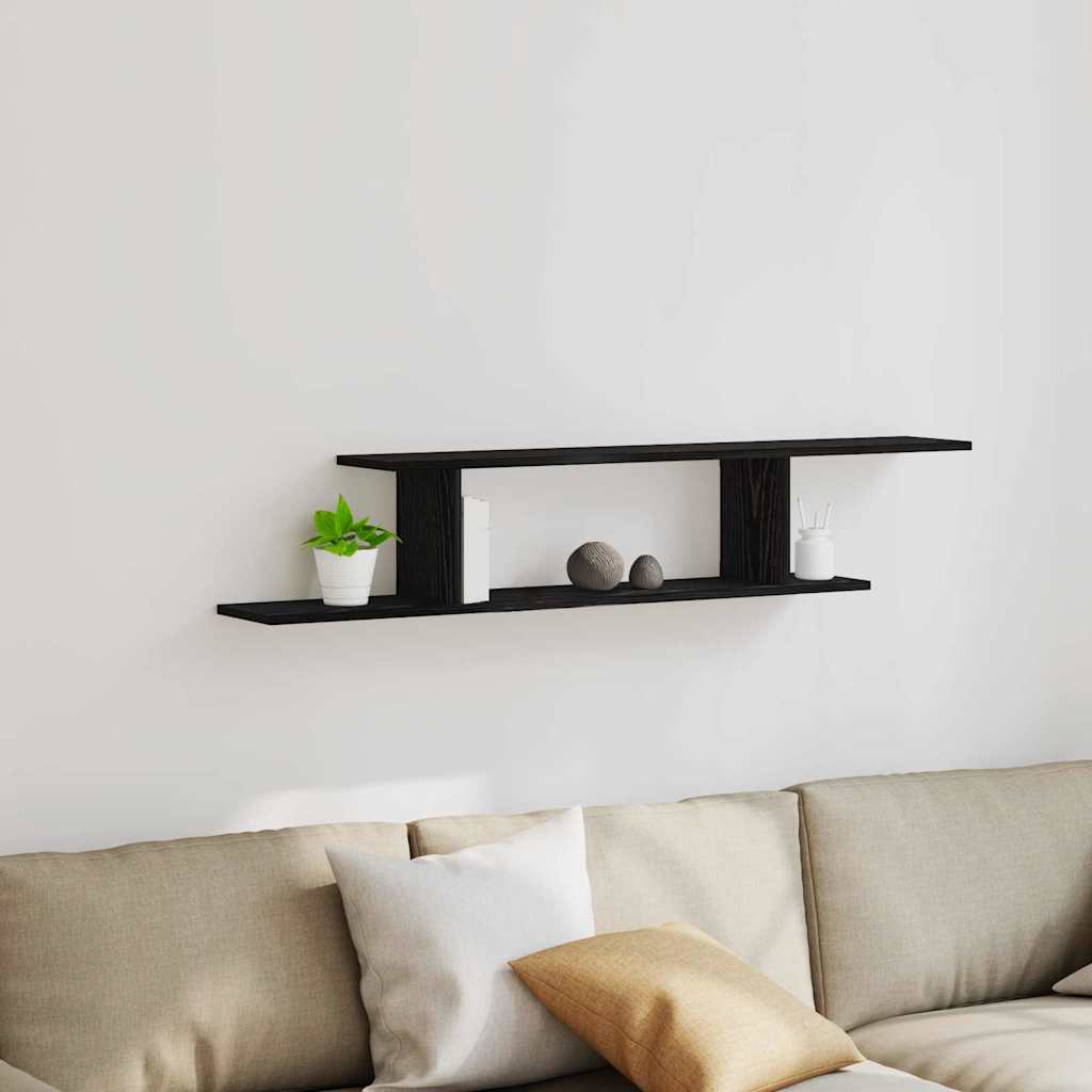 Pieliekama TV plaukts Melns ozols 125 x 18 x 23 cm