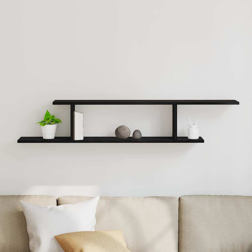 Pieliekama TV plaukts Melns ozols 125 x 18 x 23 cm