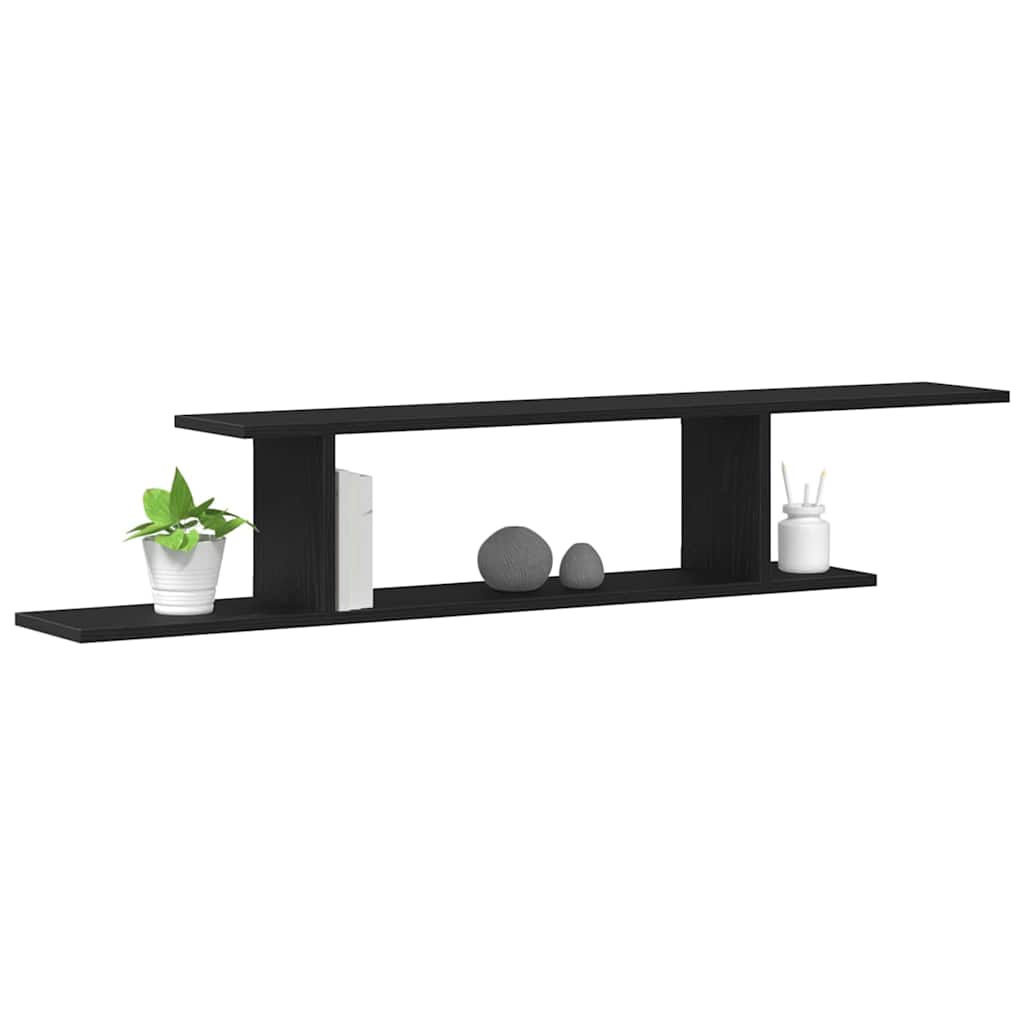 Pieliekama TV plaukts Melns ozols 125 x 18 x 23 cm