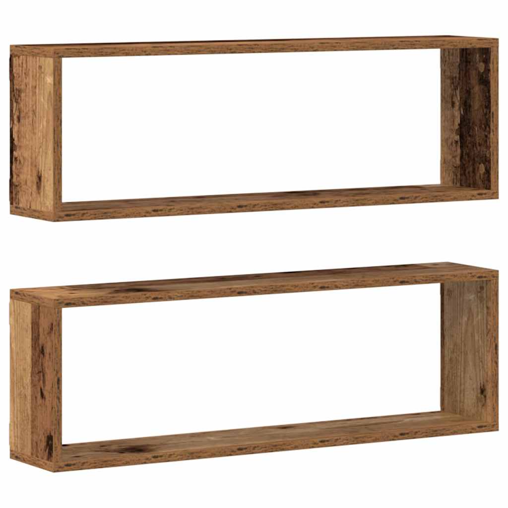 Sieninės lentynos su lentyna 2 pcs Senas medis 80 x 15 x 26 cm