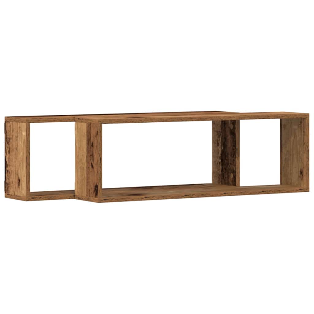 Sieninės lentynos su lentyna 2 pcs Senas medis 80 x 15 x 26 cm