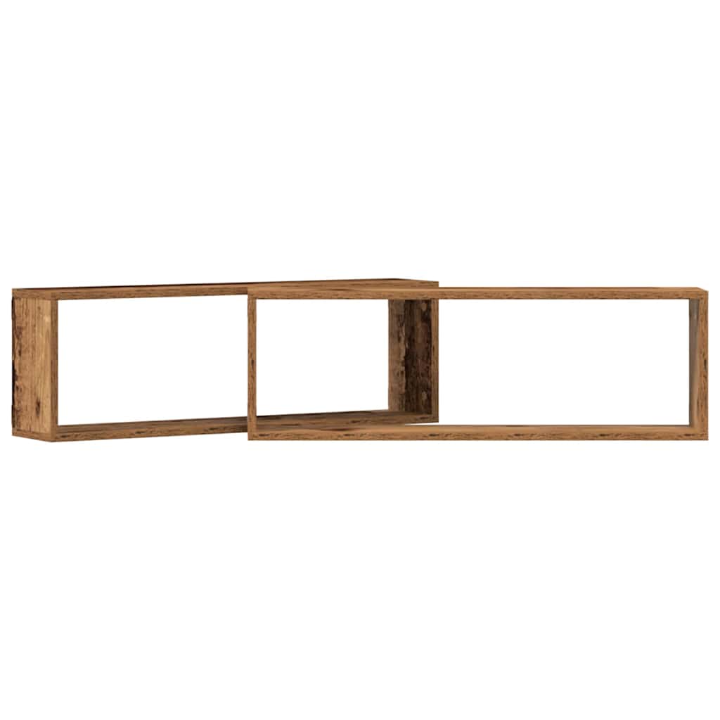 Sieninės lentynos su lentyna 2 pcs Senas medis 80 x 15 x 26 cm