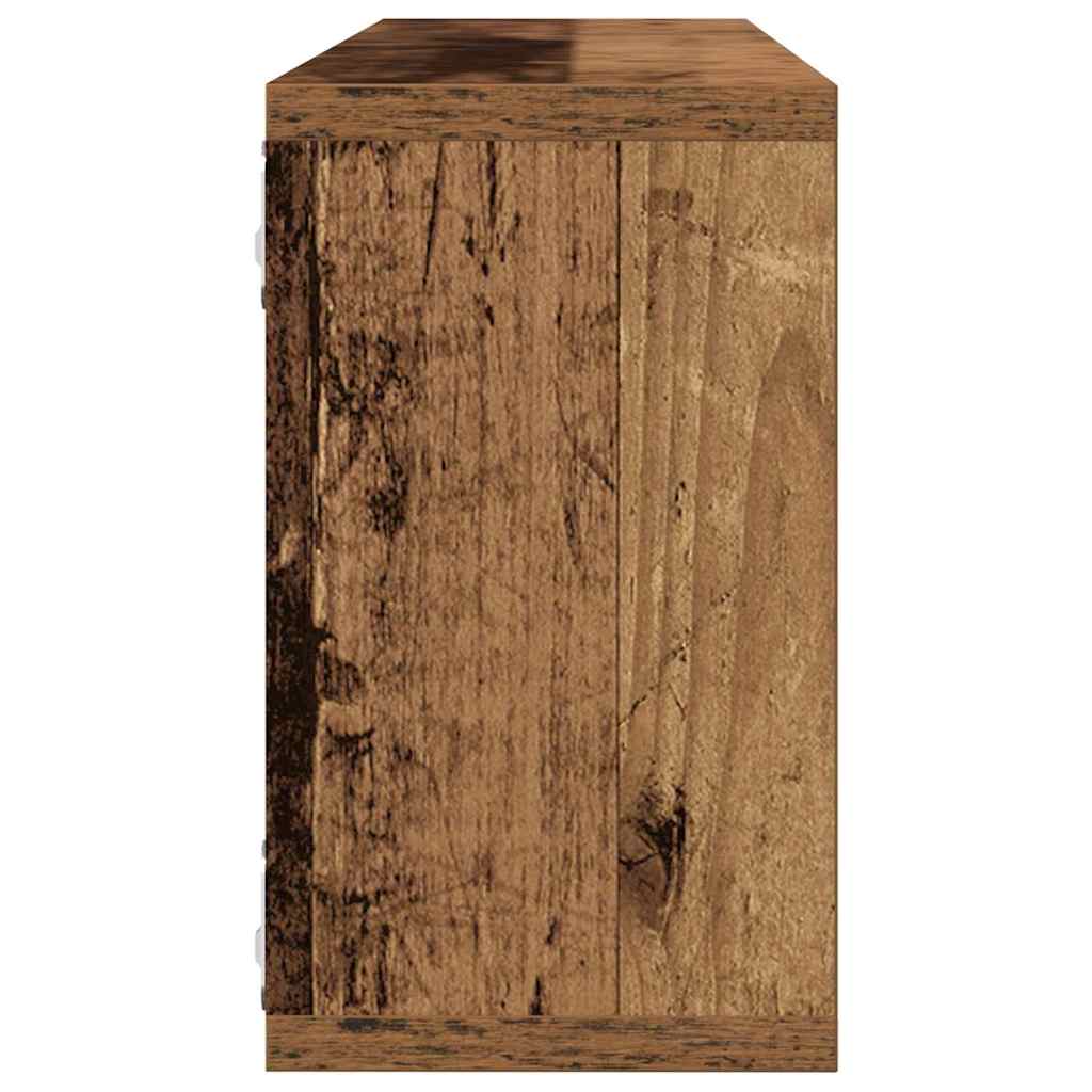 Sieninės lentynos su lentyna 2 pcs Senas medis 80 x 15 x 26 cm