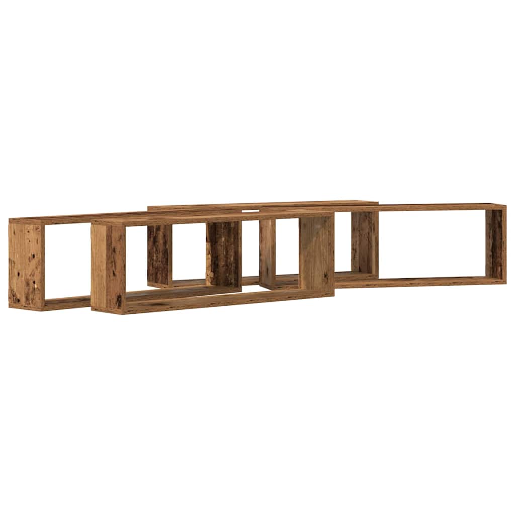 Sieninė lentyna su lentyna 4 pcs Senas medis 80 x 15 x 26 cm