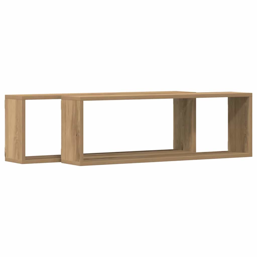 Sieninės lentynos 2 pcs Meistrų ąžuolas 80 x 15 x 26 cm