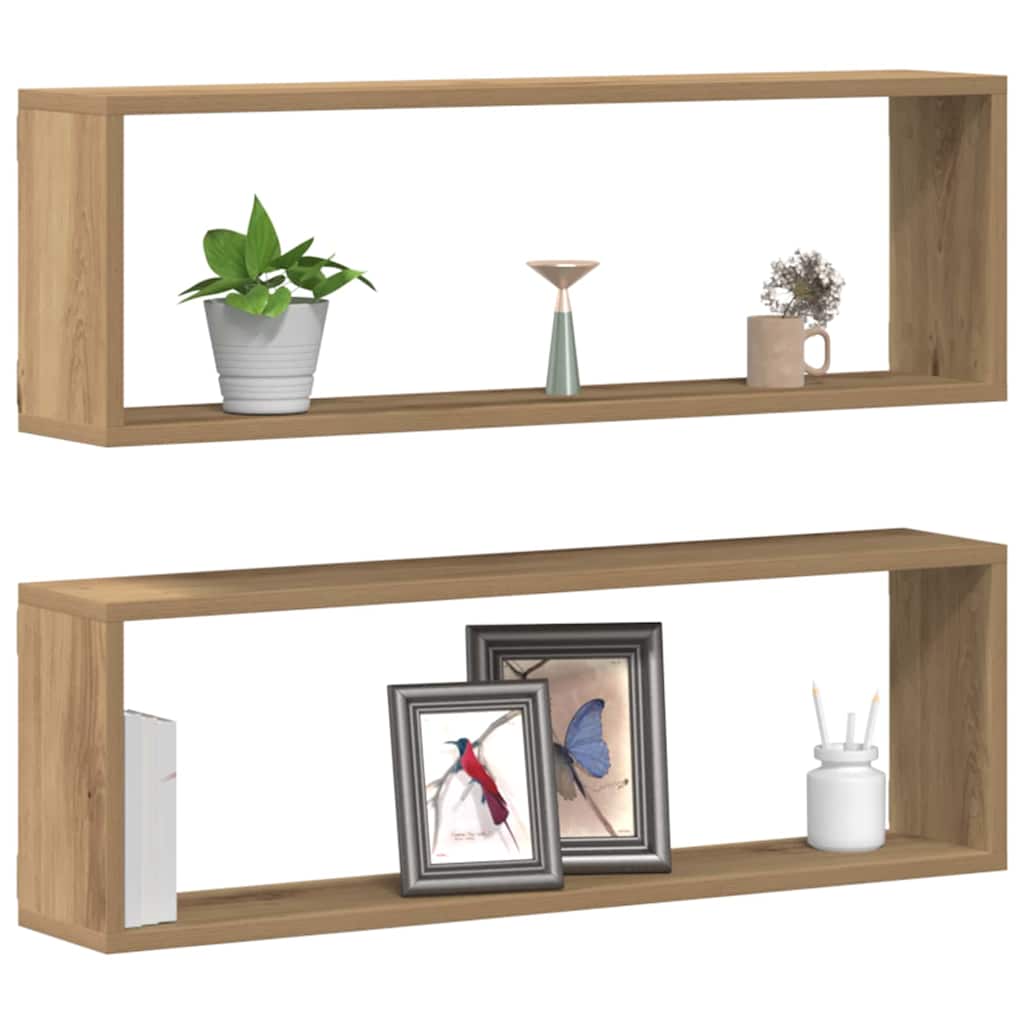 Sieninės lentynos 2 pcs Meistrų ąžuolas 80 x 15 x 26 cm