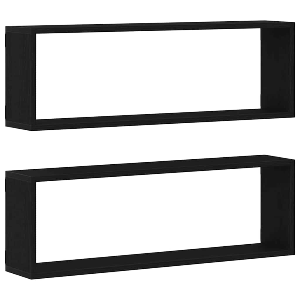 Sieninė lentyna su lentyna 2 pcs Juodas ąžuolas 80 x 15 x 26 cm