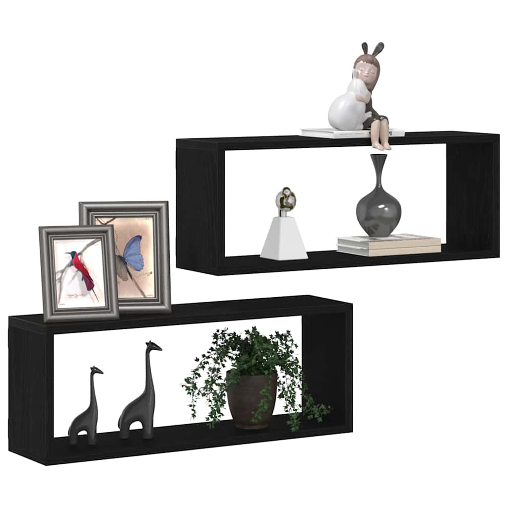 Wall Shelves 2 pcs Black oak 60 x 15 x 23 cm