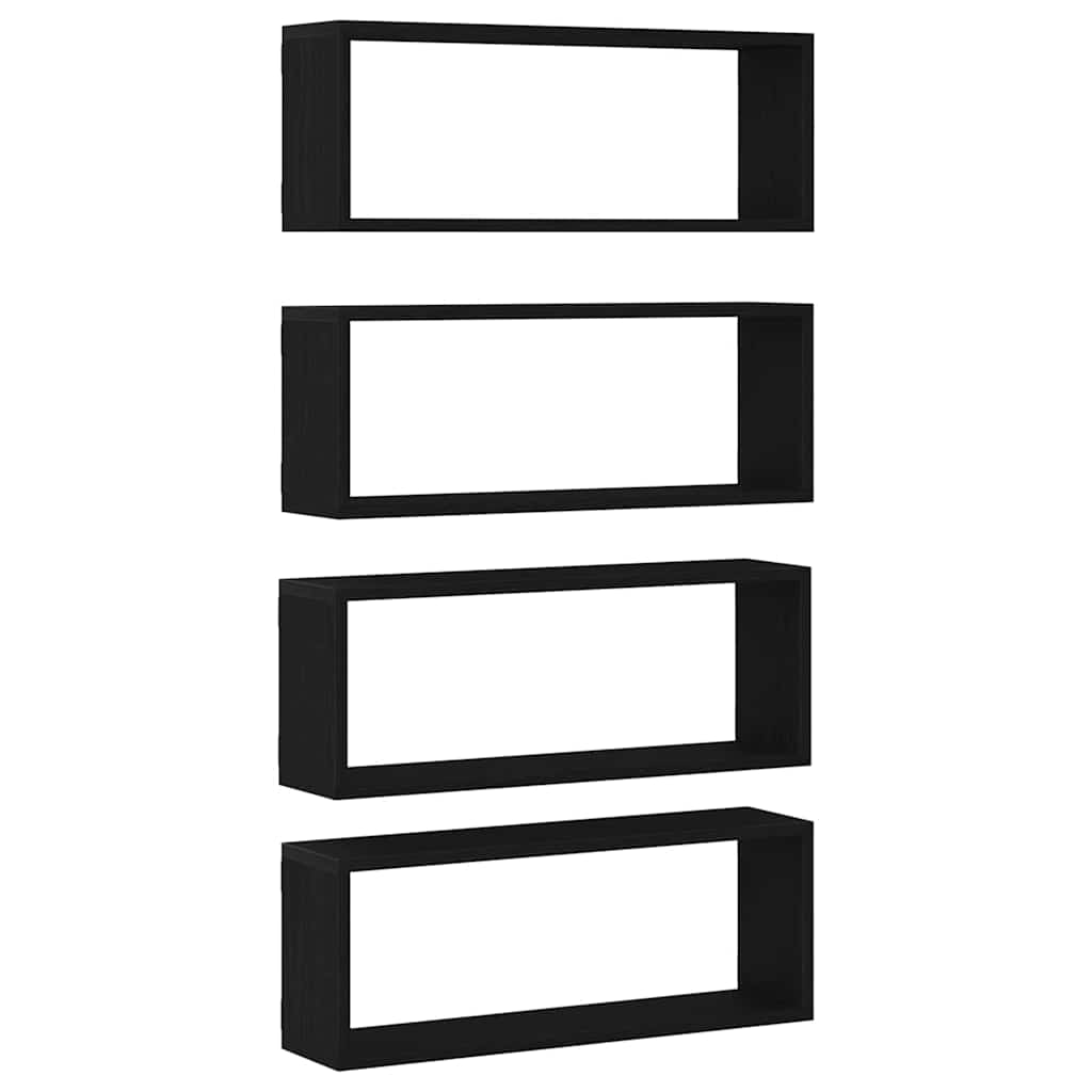 Sieninės lentynos su lentyna 4 pcs juoda ąžuolo 60 x 15 x 23 cm