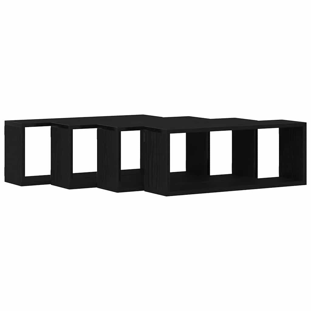 Sieninės lentynos su lentyna 4 pcs juoda ąžuolo 60 x 15 x 23 cm