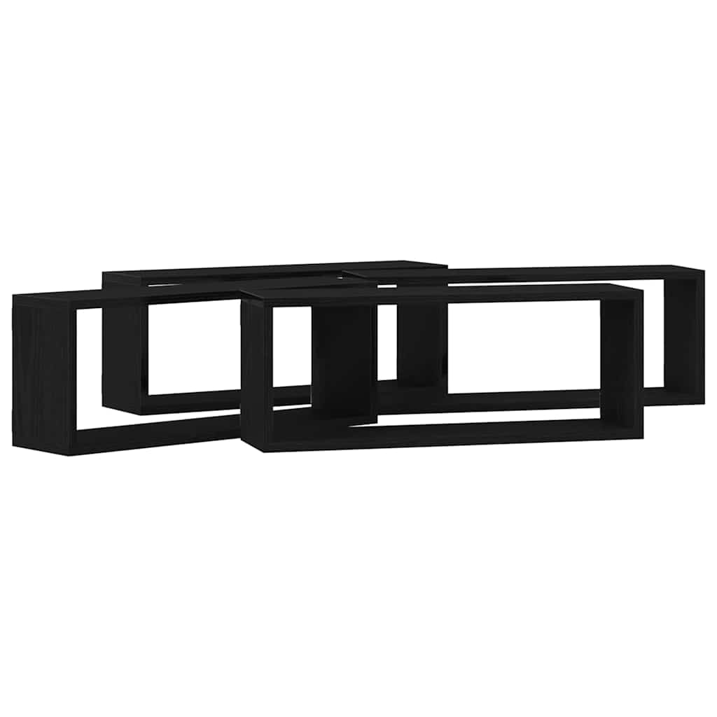 Sieninės lentynos su lentyna 4 pcs juoda ąžuolo 60 x 15 x 23 cm