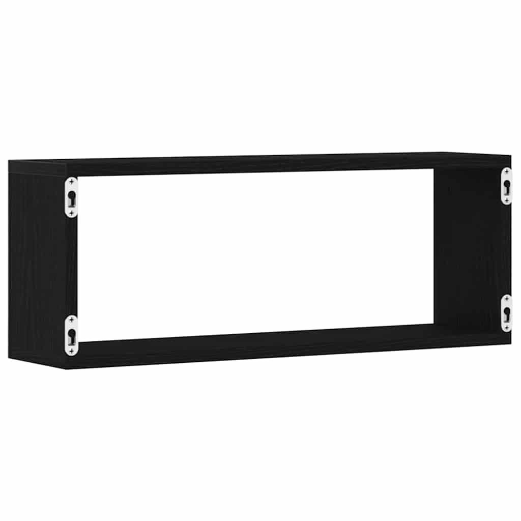 Sieninės lentynos su lentyna 4 pcs juoda ąžuolo 60 x 15 x 23 cm