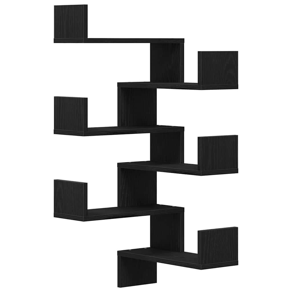 Wall corner shelves 2 pcs black oak 40 x 40 x 49.5 cm